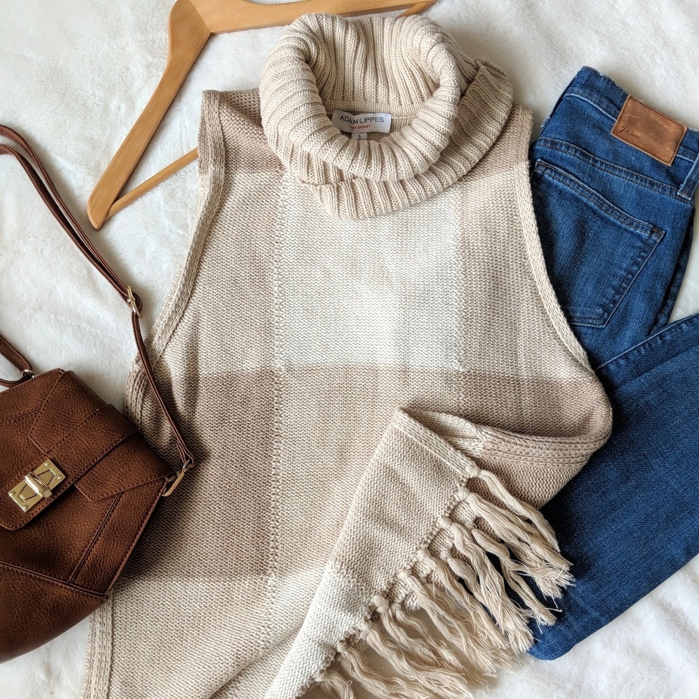 Cozy Cream Cardigan Turtleneck Sweater Poncho